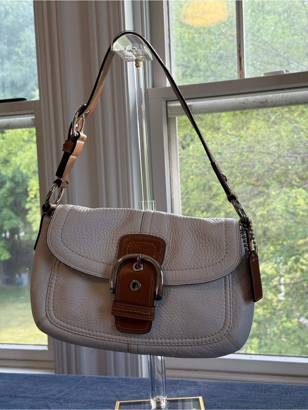 Coach Y2K large SoHo white pebbled leather shoulder bag
